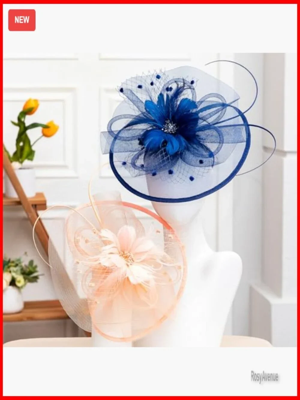Vintage Linen Feather Fascinator Hats for Women Wedding Cocktail Party